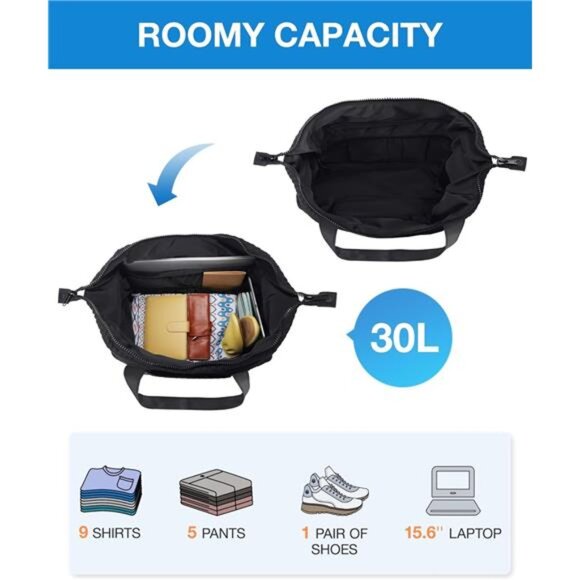 Large Gym Bag with Yoga Mat Buckle, Weekender Overnight Bag for Women, Travel - Picture 3 of 7